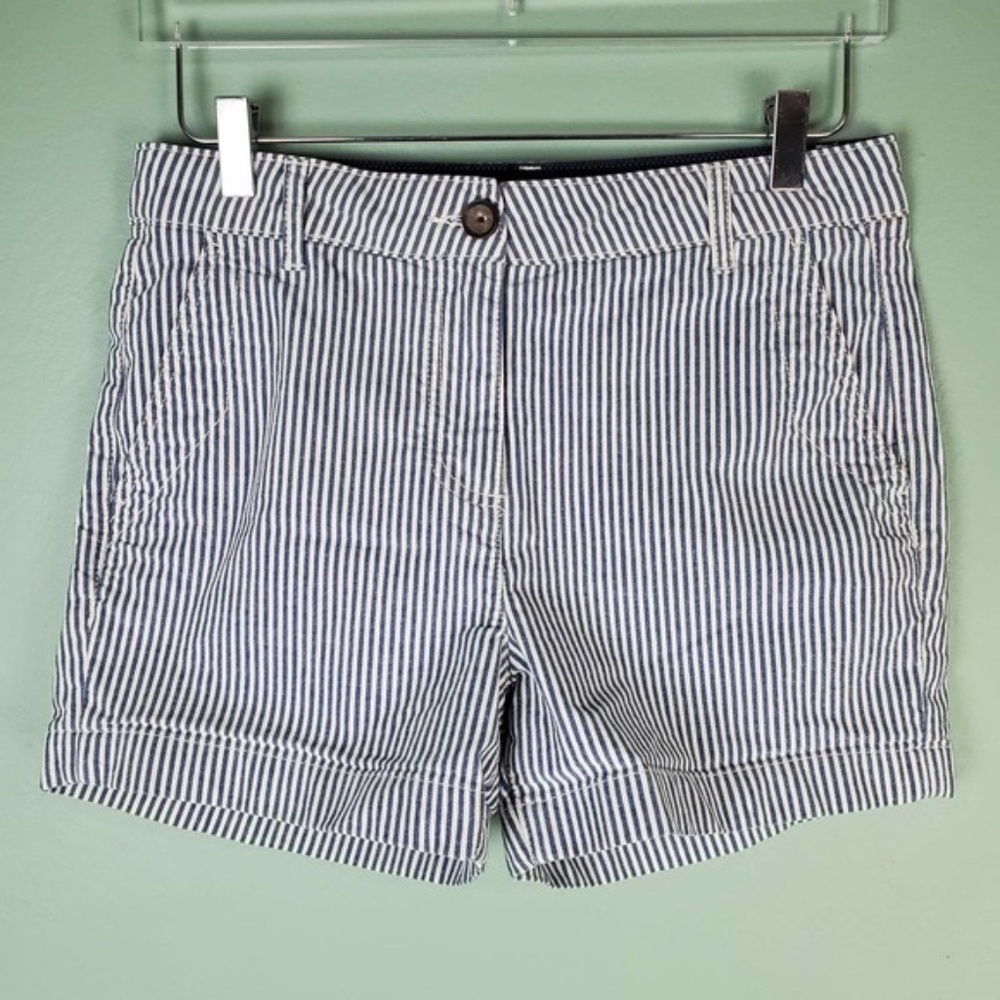 BODEN 6 Stripe 4" Chino Shorts Blue/White